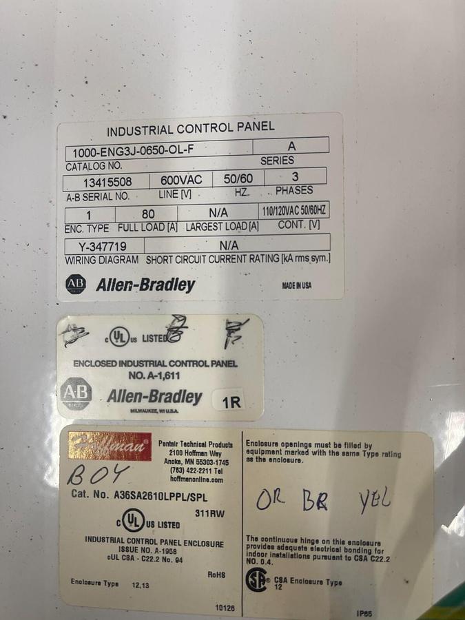 Used Allen Bradley 1000-ENG3J-0650-OL-F Industrial Control Panel ($1,499.99 OBO!!!)
