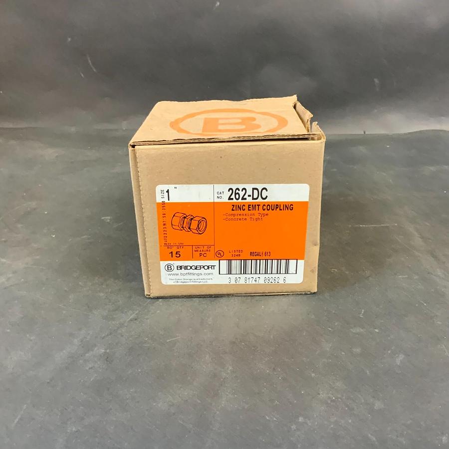 BRIDGEPORT 262-DC 1” ZINC EMT COUPLING - BOX OF 10 ($10 OBO)