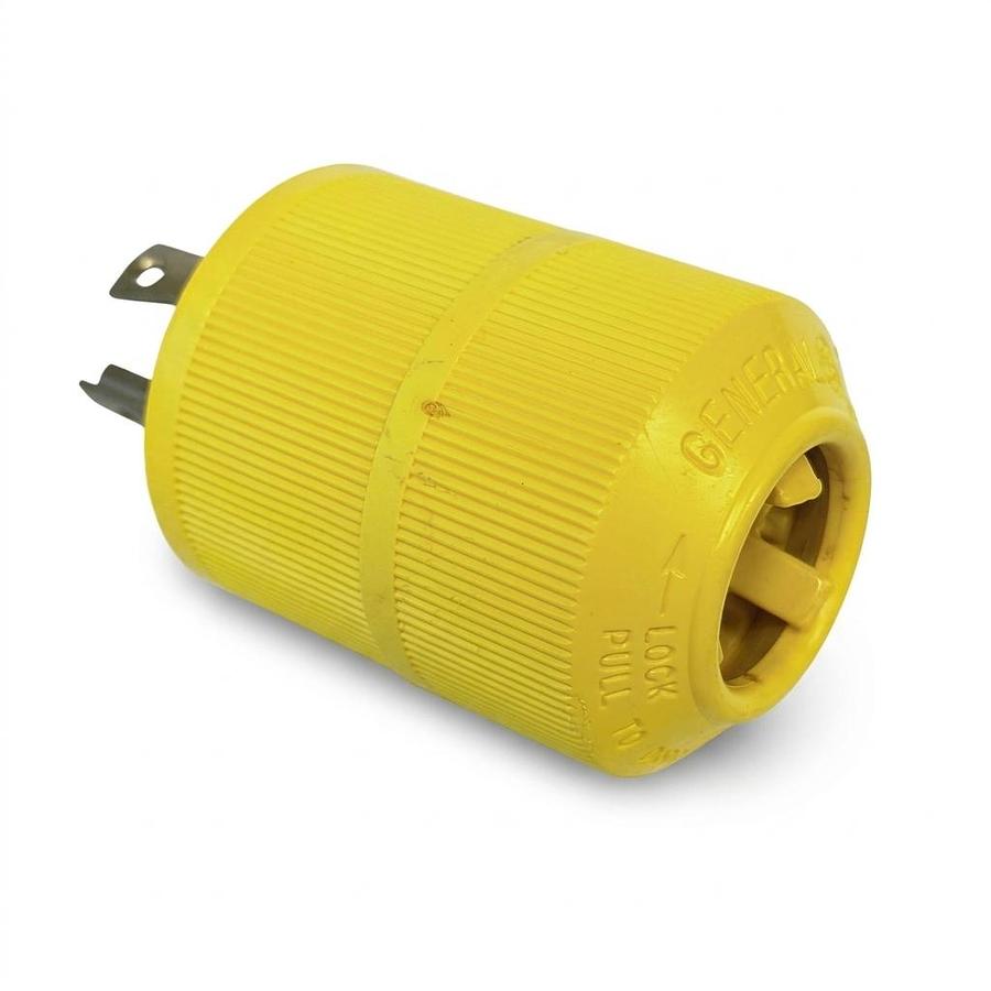 Used GENERAL ELECTRIC GE 30A 250V L6 3 POLE LOCKING PLUG CONNECTOR YELLOW EXCELLENT