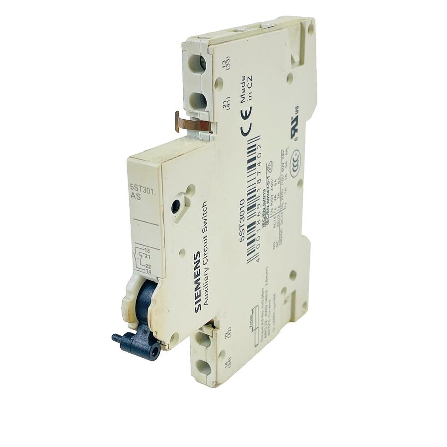 Used SIEMENS 5ST3010 AUXILIARY CIRCUIT SWITCH 6A 230VAC 1NO 1NC DIN RAIL