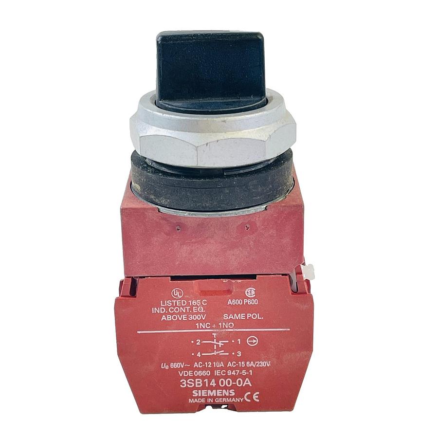 Used SIEMENS P30S3RKB 3-POS SELECTOR SWITCH 22MM 3SB1400-0A 2NC 2NO 10A 660V