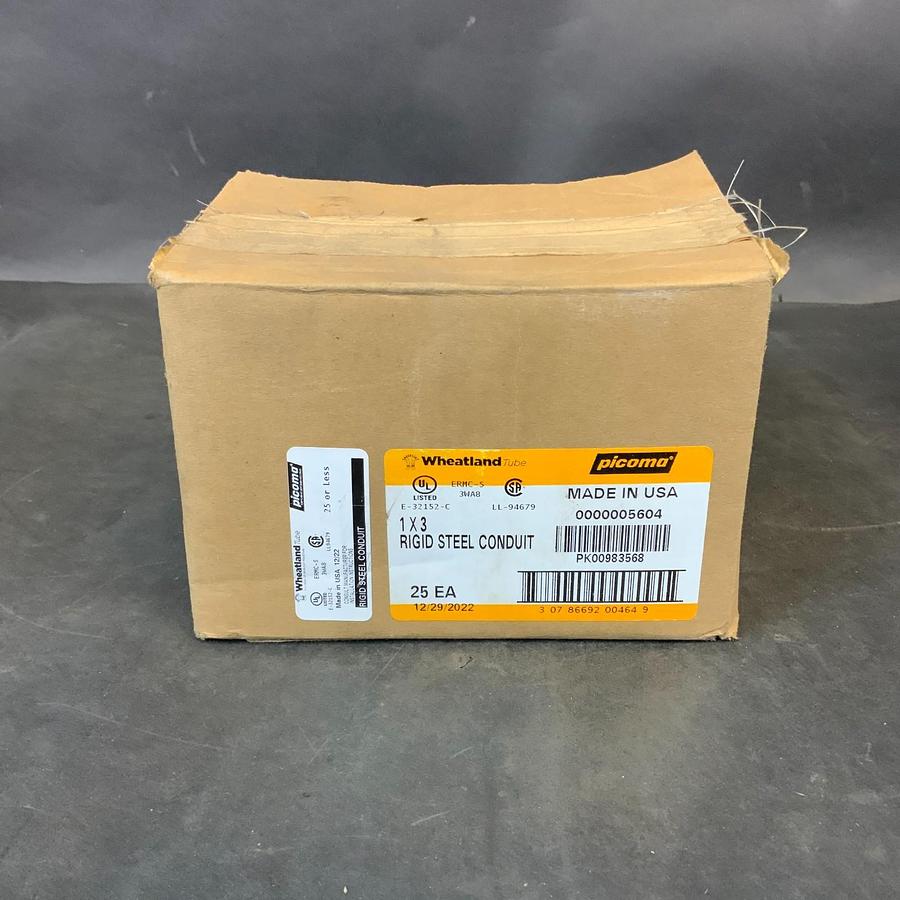 Used PICOMA WHEATLAND 5604 1X3 RIGID STEEL CONDUIT NIPPLE - BOX OF 25 ($45 OBO)