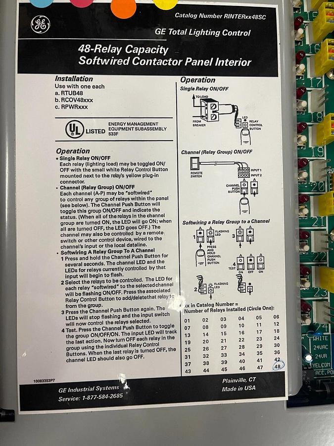 Refurbished GE 48-RELAY Lightning Control Panel Cabinet RINTER4848SC ($1,499.99 OBO!!!) (3)