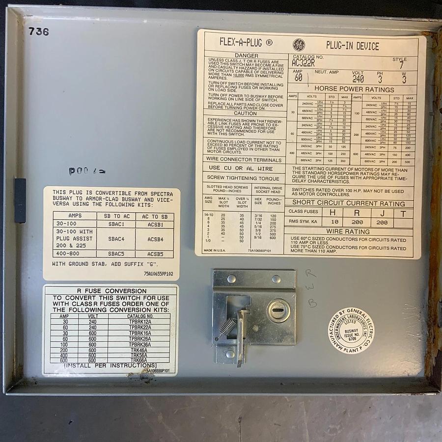 Used GE AC322R FUSIBLE BUS PLUG ($300 OBO)
