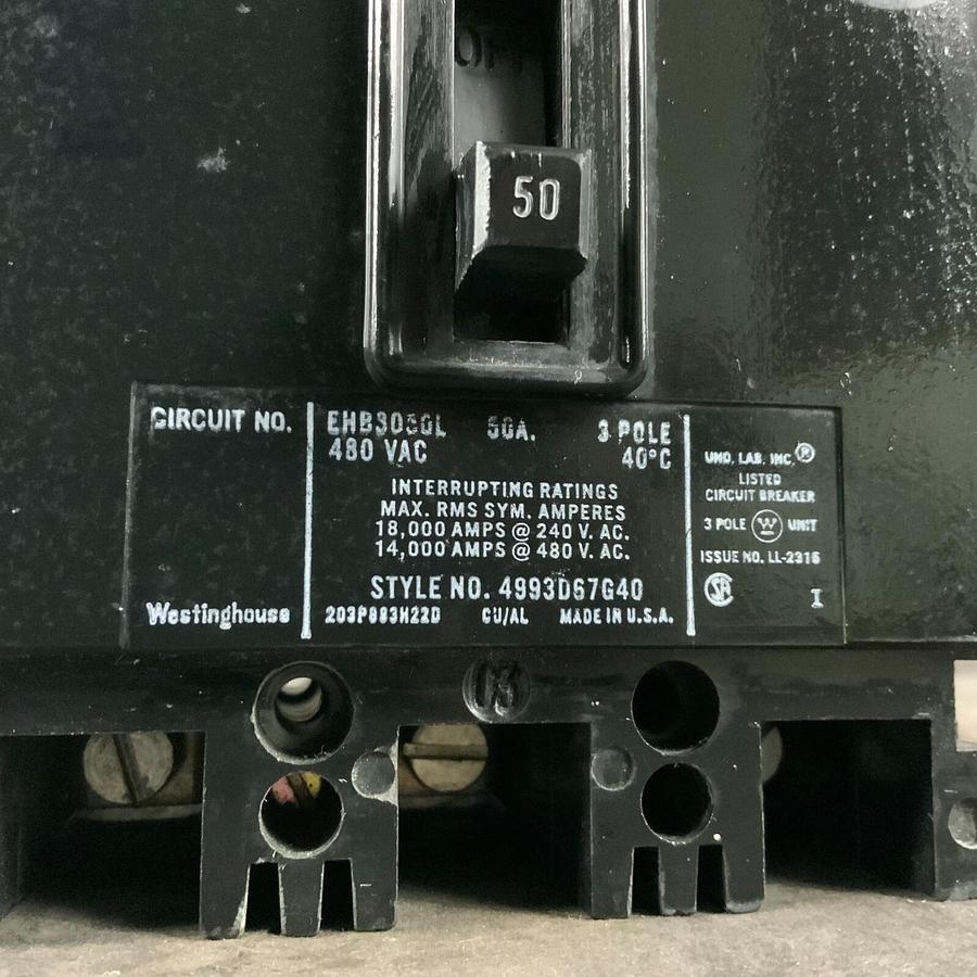 Used WESTINGHOUSE EHB3050L CIRCUIT BREAKER ($50 OBO)