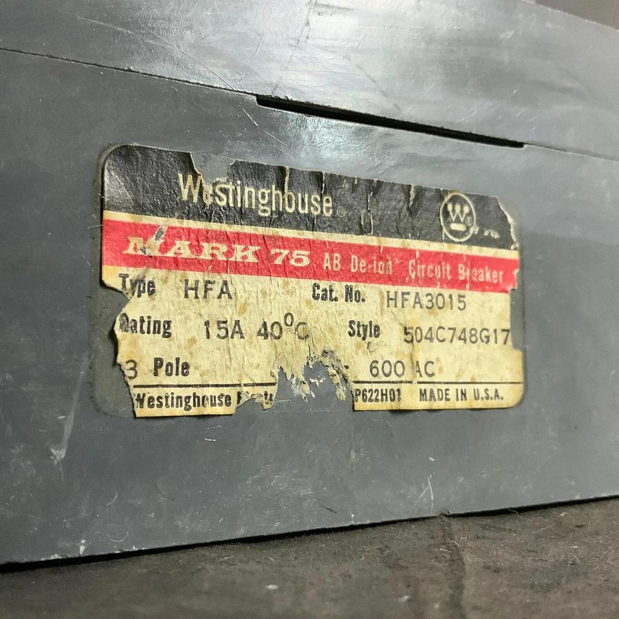 Used WESTINGHOUSE HFA3015 CIRCUIT BREAKER ($35 OBO)
