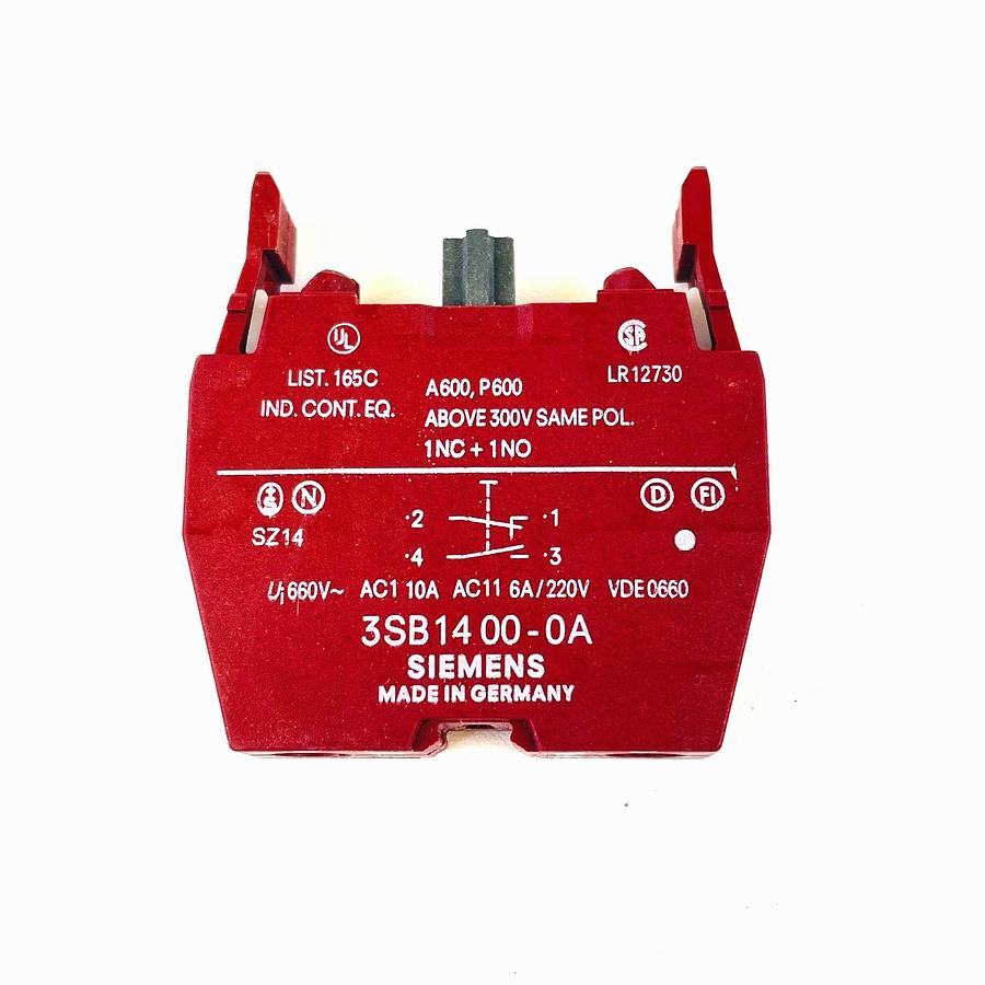 Used SIEMENS 3SB1400-0A 1NC + 1NO CONTACT BLOCK INDUSTRIAL CONTROL REPLACEMENT SWITCH