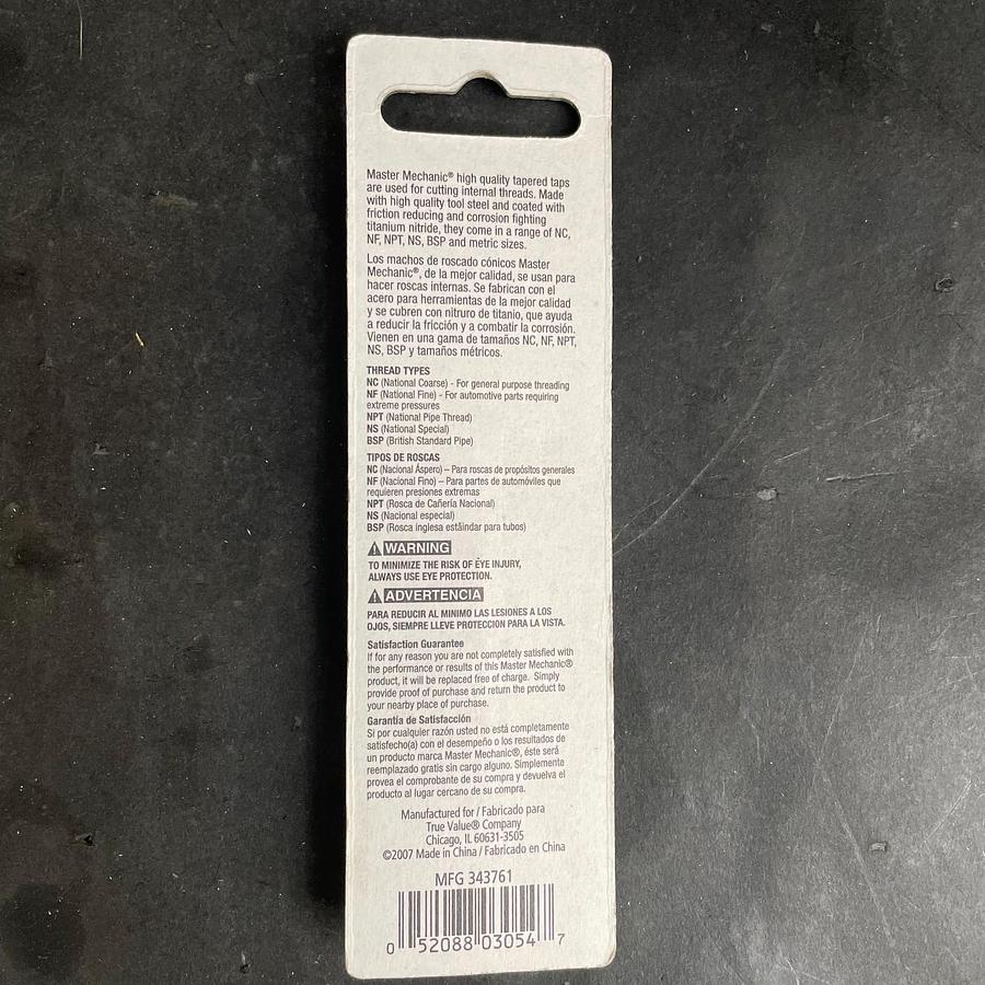 MASTER MECHANIC 789323 METRIC 5MM .90 THREAD PLUG TAP #20 TITANIUM