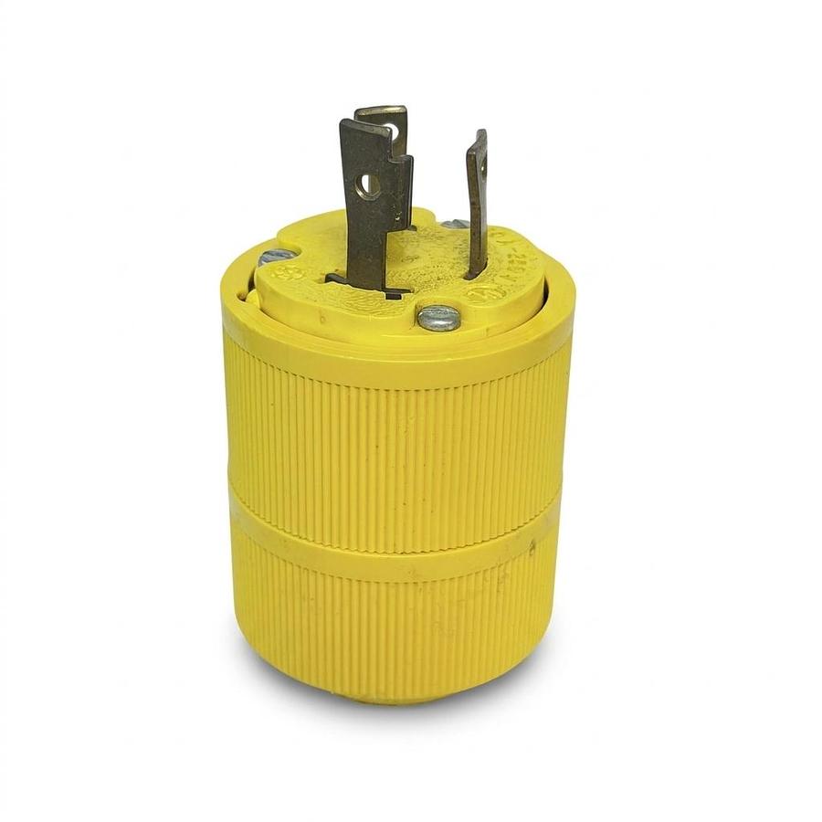 Used GENERAL ELECTRIC GE 30A 250V L6 3 POLE LOCKING PLUG CONNECTOR YELLOW EXCELLENT
