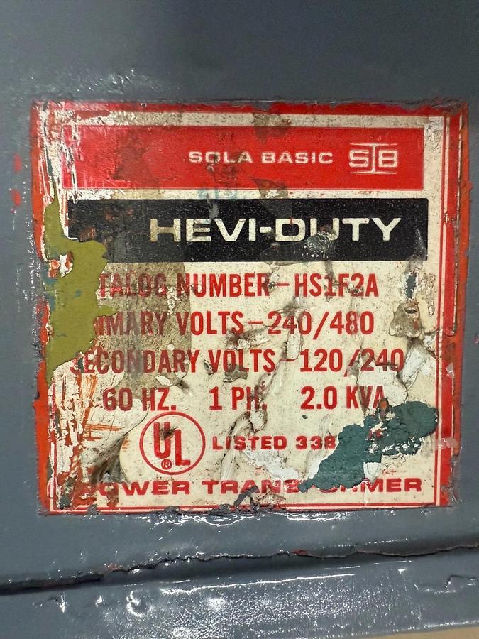 Used HEVI-DUTY CAT. NO. HS1F2A Transformer - 2.0 kVA - ($150 OBO)