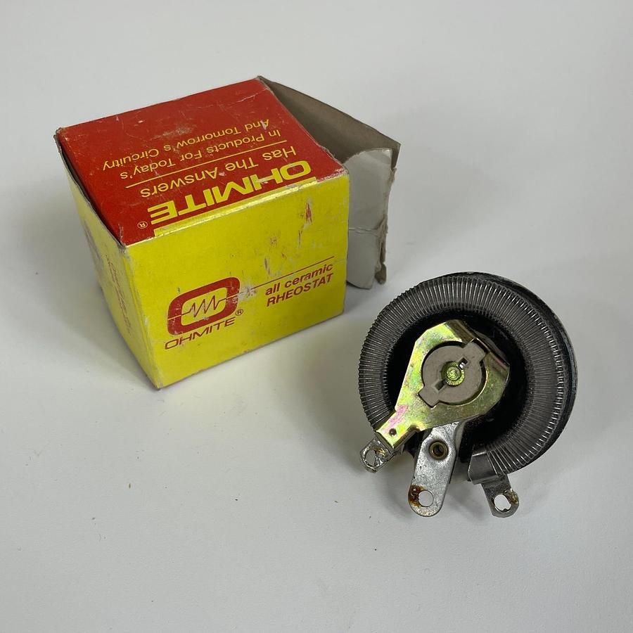 Used OHMITE RJS50R MODEL J ALL CERAMIC RHEOSTAT 50 OHM 50 WATT WIREWOUND +/- 10% OEM