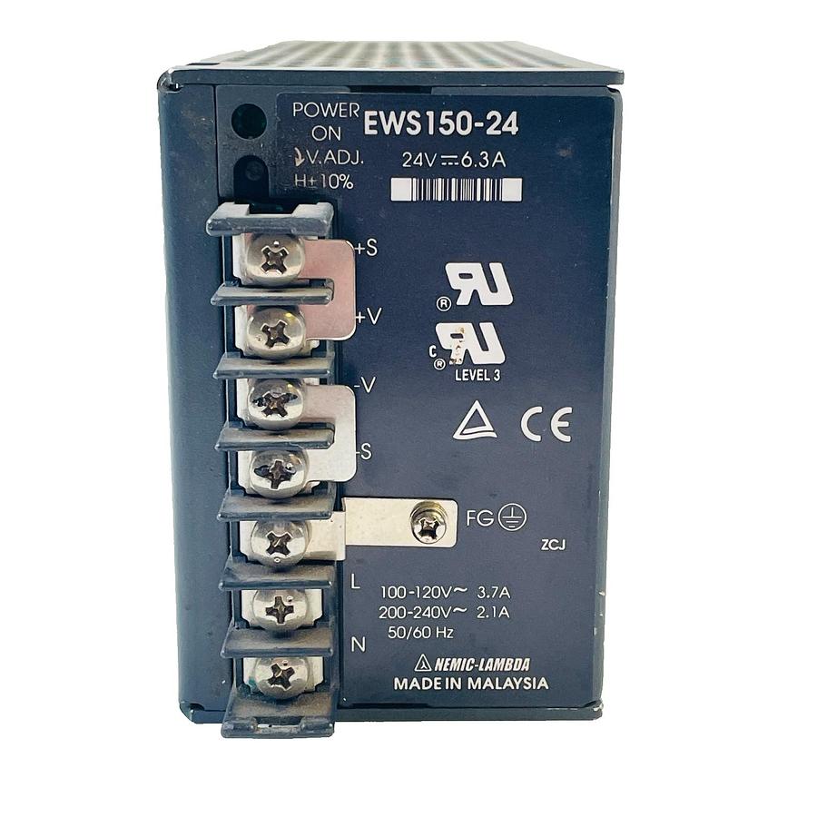 Used NEMIC-LAMBDA EWS150-24 SWITCHING POWER SUPPLY 24VDC 6.3A 150W 120V-240V AC-DC