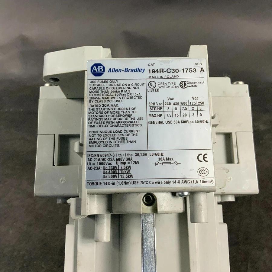 Used ALLEN BRADLEY 194R-C30-1753 DISCONNECT SWITCH ($65 OBO)