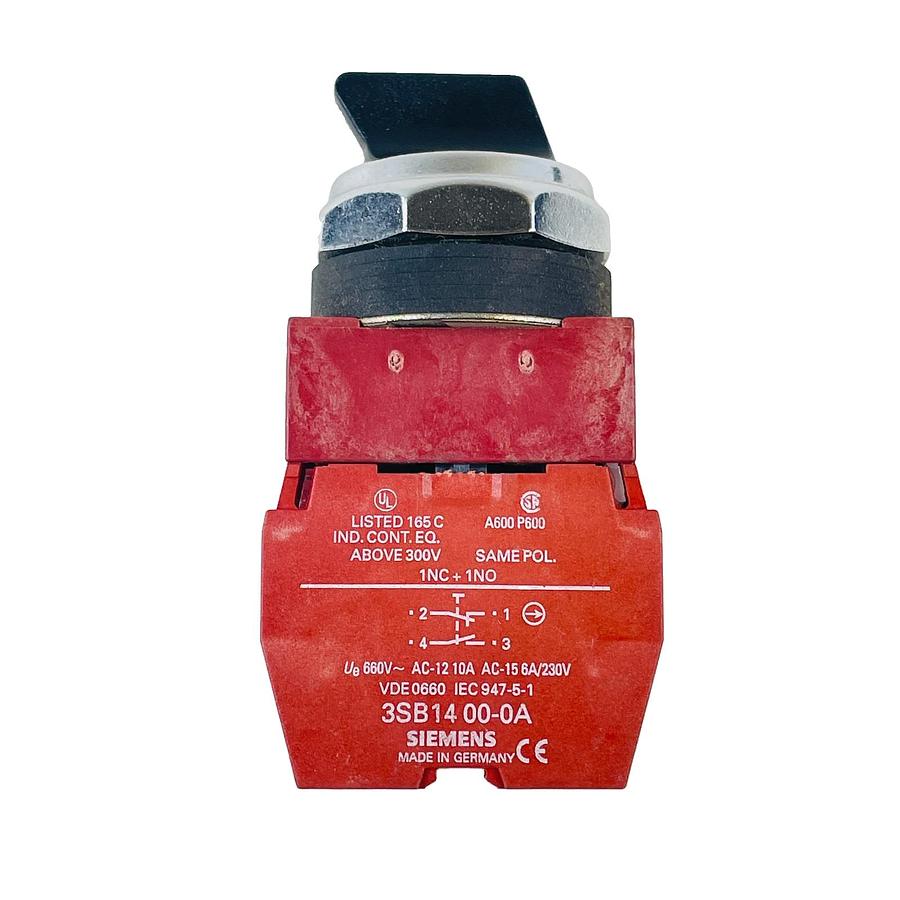 Used SIEMENS 3SB03-3MKB 3-POS SELECTOR SWITCH 22MM 3NC 1NO 3SB1400-0A 3SB1400-0H 10A