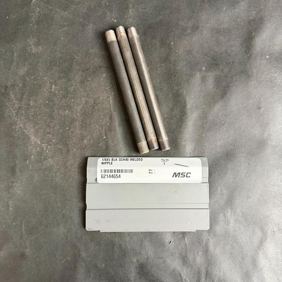 Used MSC 1/8X5 BLK WELDED NIPPLE - SET OF 3
