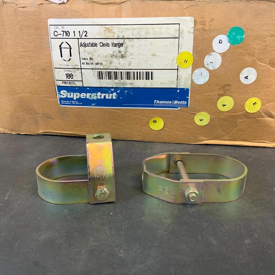 THOMAS & BETTS C710 1-1/2 ADJUSTABLE CLEVIS HANGER - BOX OF 75 ($200 OBO)