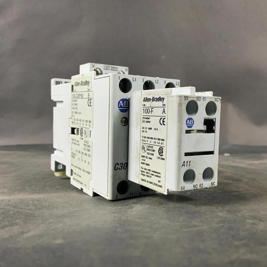 Used ALLEN BRADLEY 100-C30*00 CONTACTOR W/ 100-F AUX CONTACT ($50 OBO)