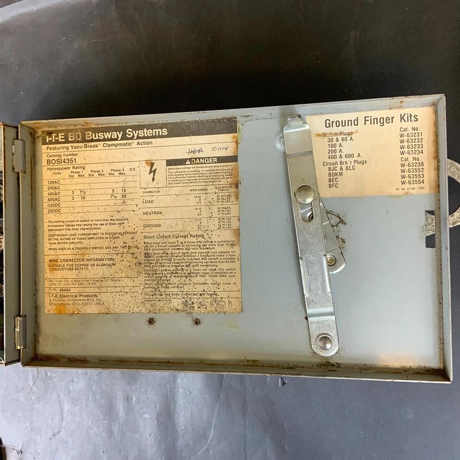 Used SIEMENS/ITE BOS14351 FUSIBLE VACU-BREAK SWITCH PLUG ($200 OBO)