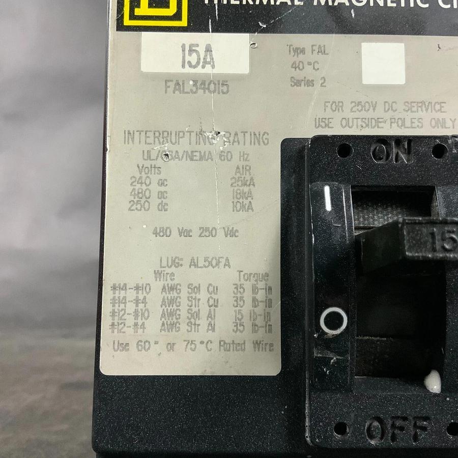 Used SQUARE D FAL34015 CIRCUIT BREAKER ($40 OBO)