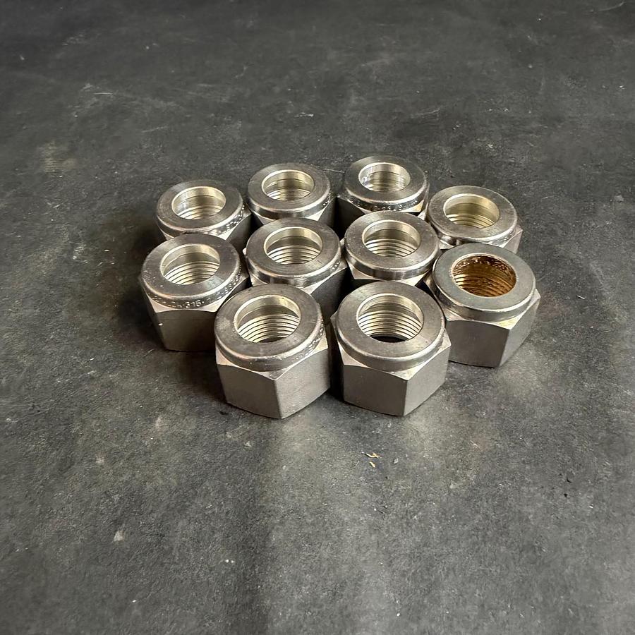 Used MSC 761L 1/2” SS MUTTER NUT - SET OF 10