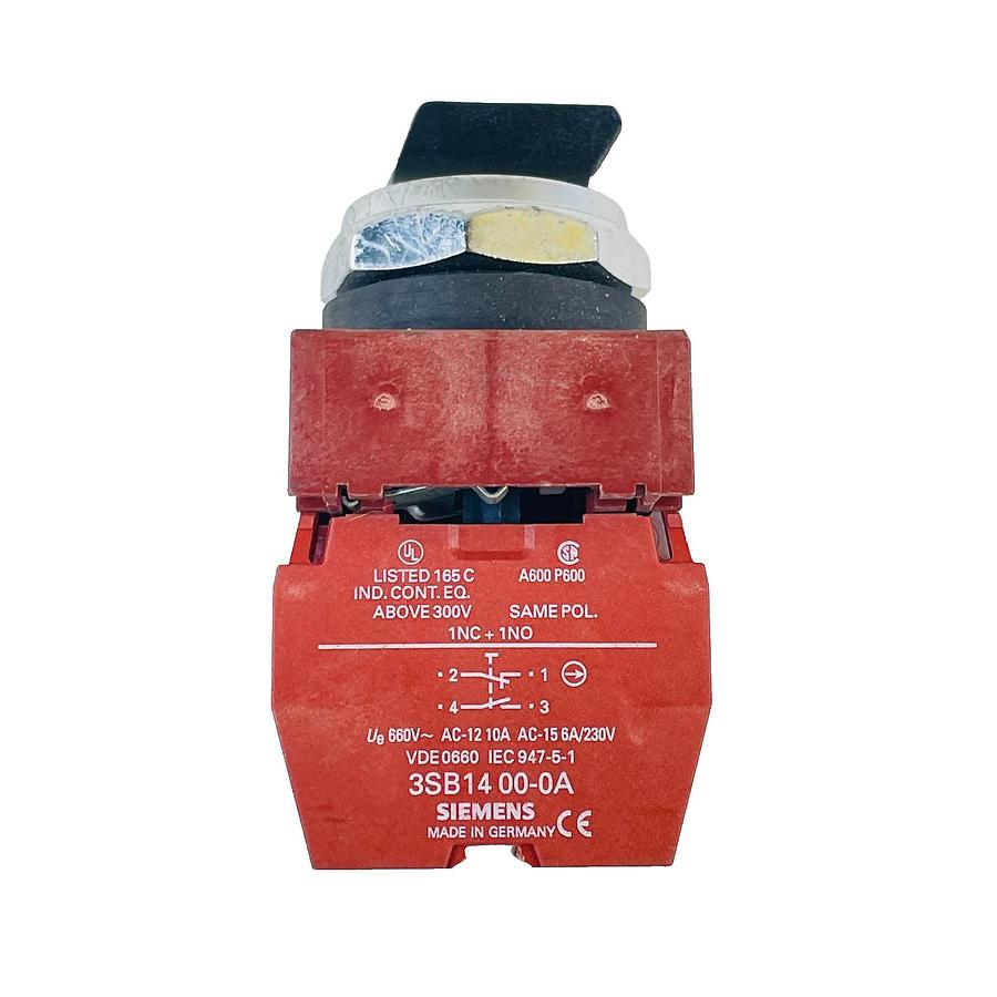 Used SIEMENS P30S3MKB5 3-POS SELECTOR SWITCH 22MM 3NO 1NC 3SB1400-0A 3SB1400-0G