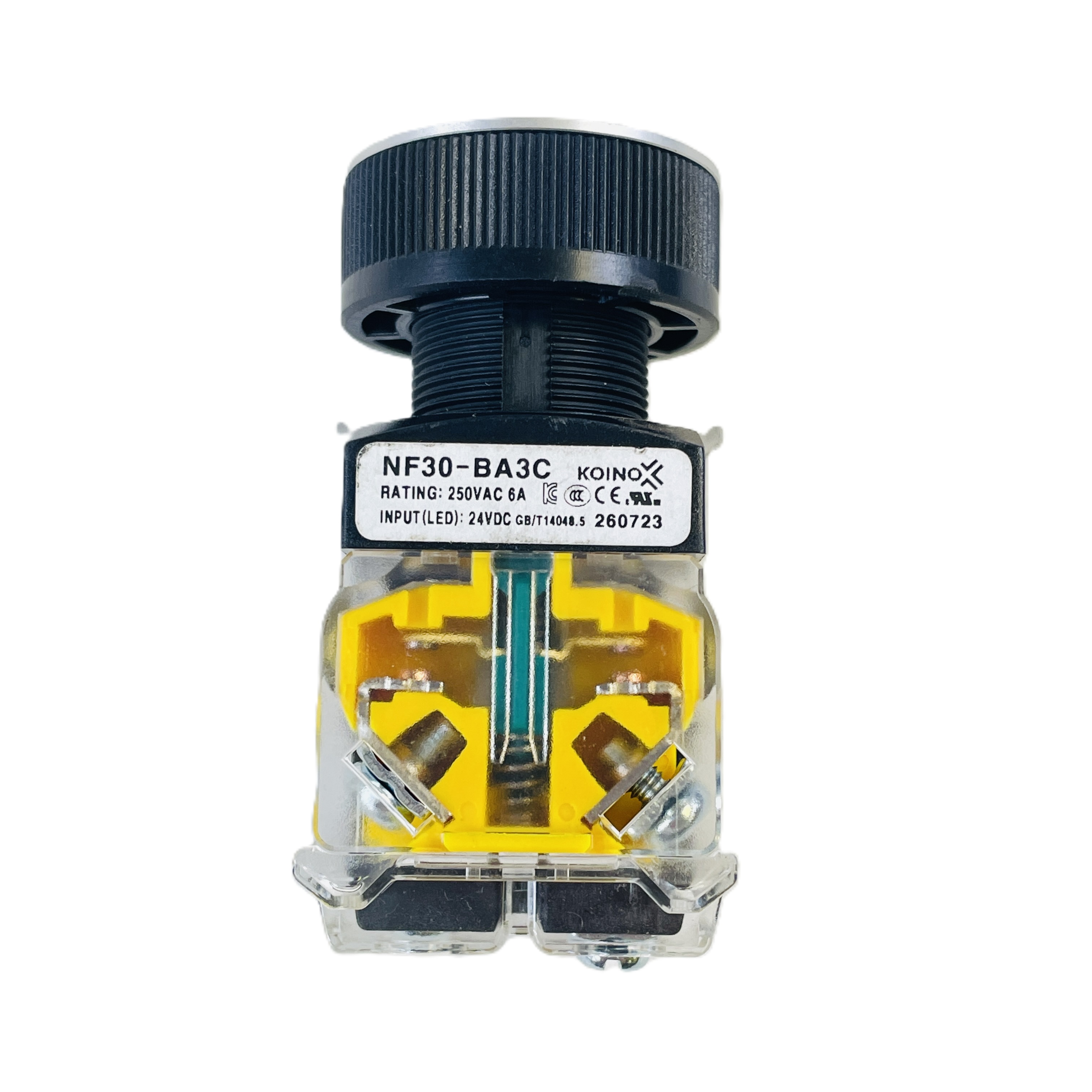 Refurbished KOINO NF30-BM3C 30MM GREEN ILLUMINATED PUSHBUTTON SWITCH 24VDC 250VAC 6A