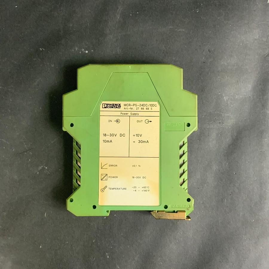 Used PHOENIX CONTACT MCR-PS-24DC/10DC CONTACT ISOLATOR ($16 OBO)