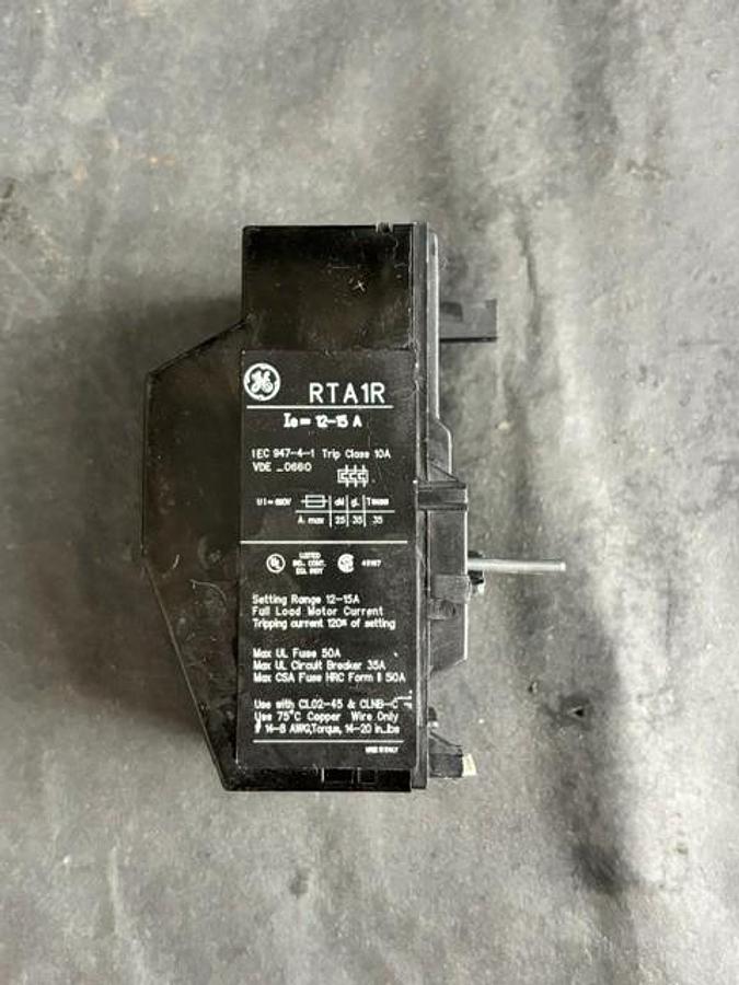 Used GENERAL ELECTRIC RTA1R THERMAL OVERLOAD RELAY