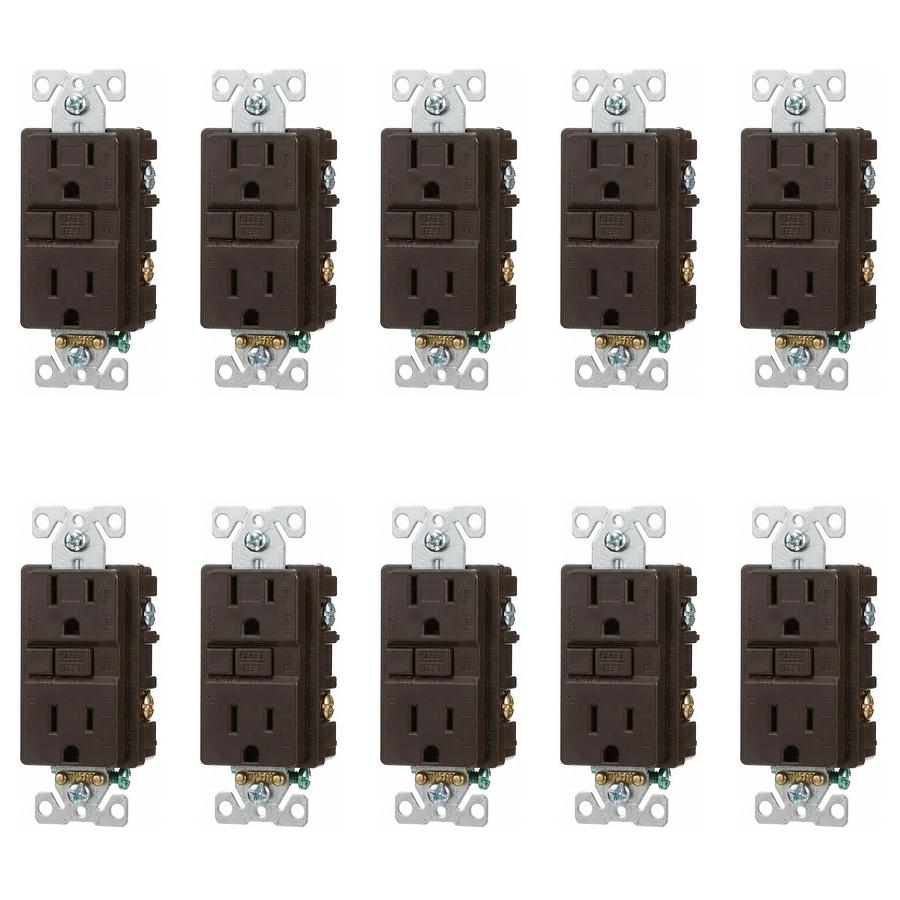 LOT OF 10 EATON TRSGF15B-BX-LW BROWN GFCI DUPLEX RECEPTACLE TAMPER RESISTANT NEW