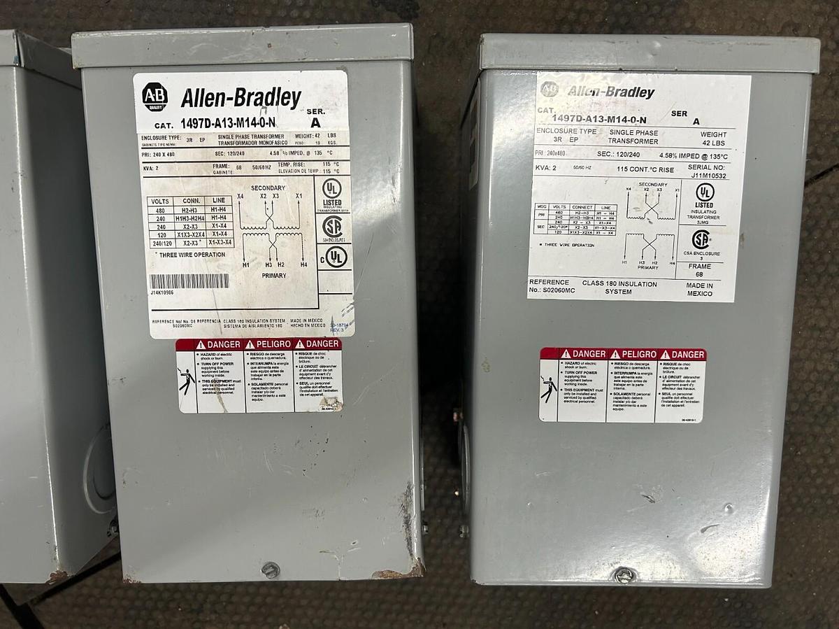 Used Allen Bradley 1497D-A13-M14-0-N Transformer 2kVA ($199.99/ea OBO!!!) 6 TOTAL