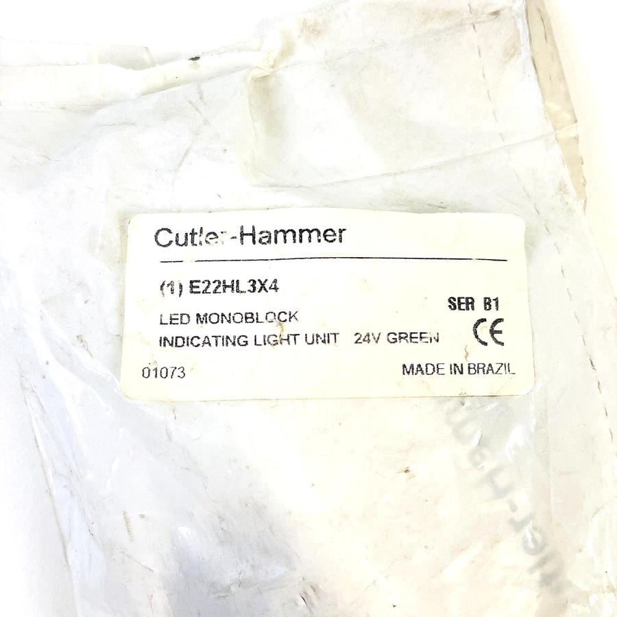 Used CUTLER HAMMER E22HL3X4 SER B1 LED MONOBLOCK INDICATING LIGHT 24V GREEN