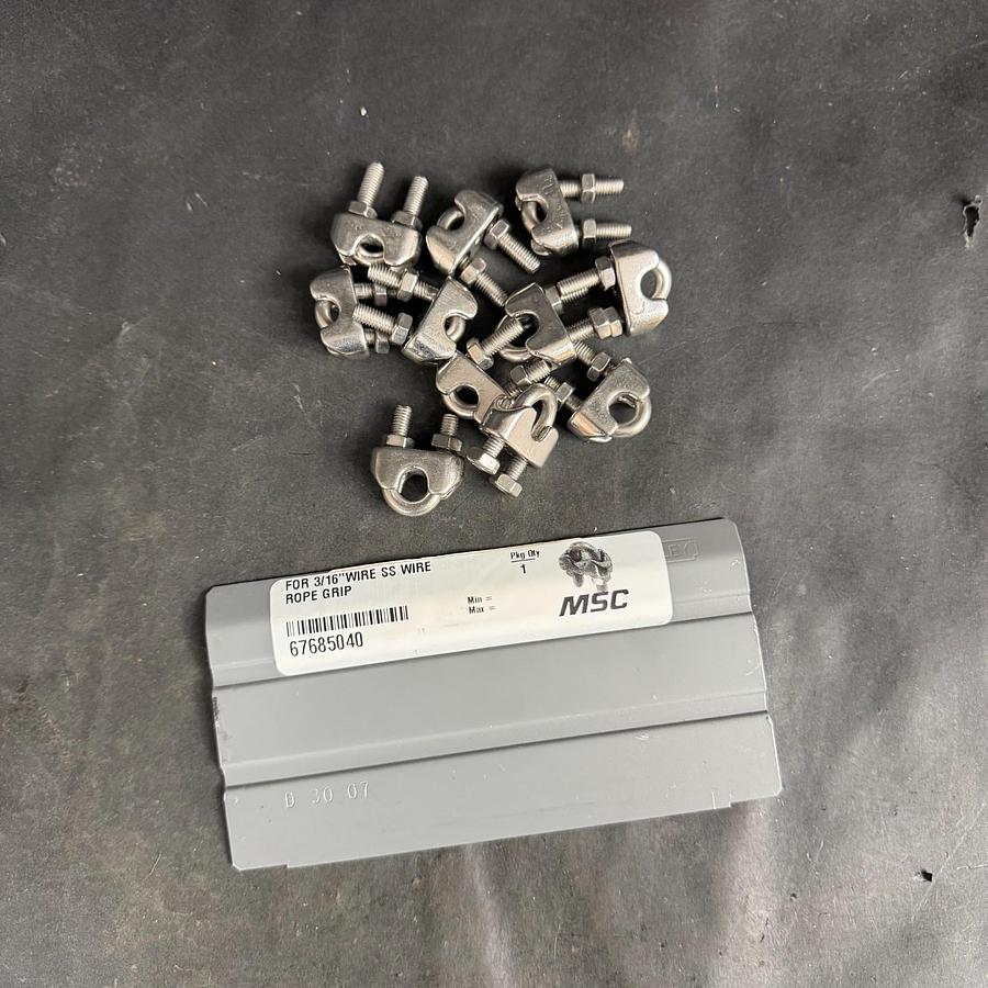 Used MSC 3/16” WIRE SS ROPE GRIP - LOT OF 11