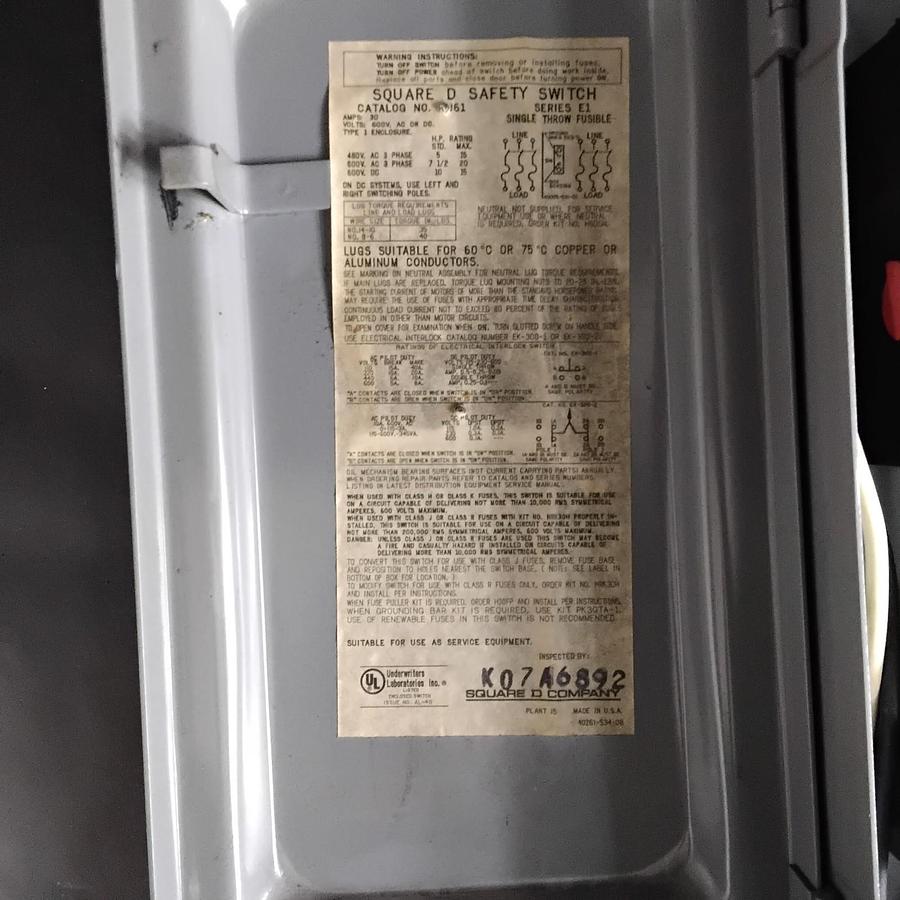 Used SQUARE D H861 SAFETY SWITCH ($70 OBO)
