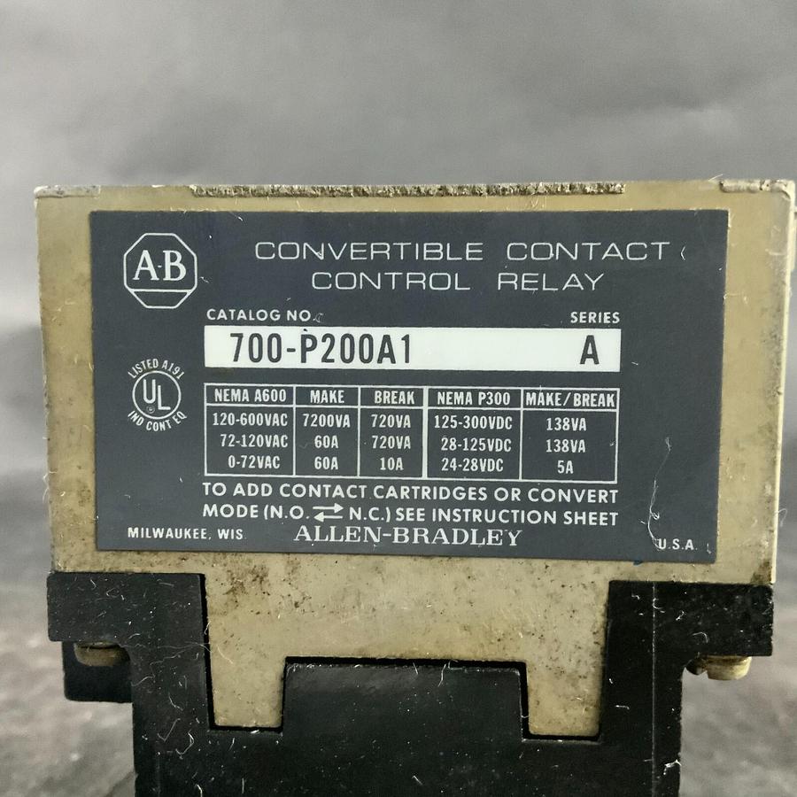 Used ALLEN BRADLEY 700-P200A1 A CONTROL RELAY ($40 OBO)