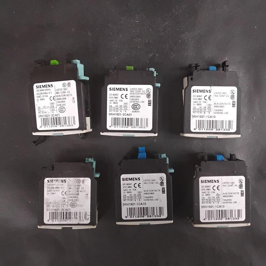 Used SIEMENS 3RH1921-2CA01 AUXILIARY CONTACT BLOCKS ($3.50/EACH OBO)