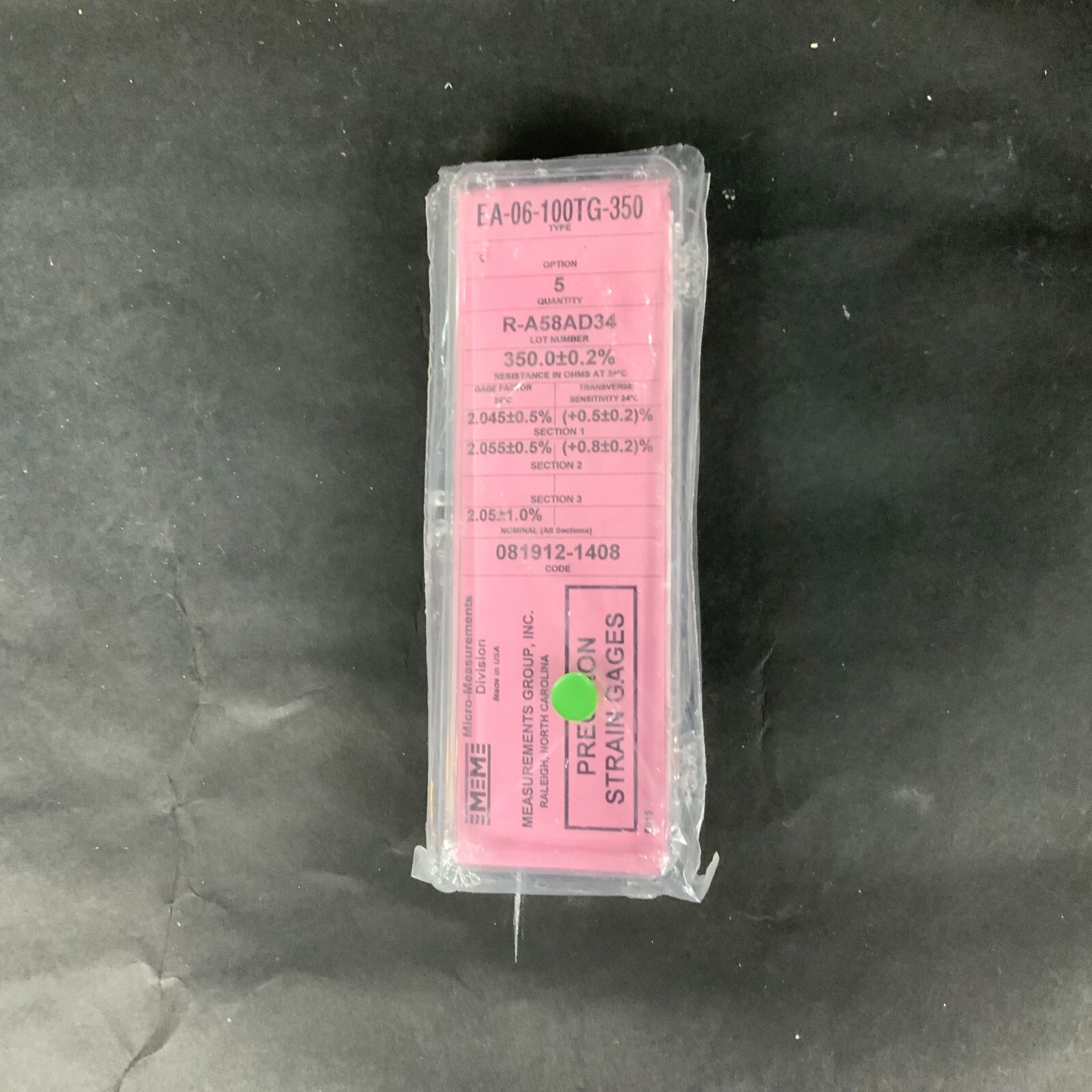 Used MICRO-MEASUREMENTS EA-06-100TG-350 PRECISION STRAIN GAUGE - LOT OF 2 ($10 OBO)