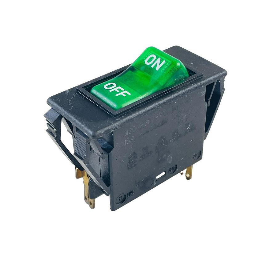 Used E-T-A 3120-F311-P7T1-W19FB3 DOUBLE POLE CIRCUIT BREAKER 15A 240VAC GREEN LIGHT