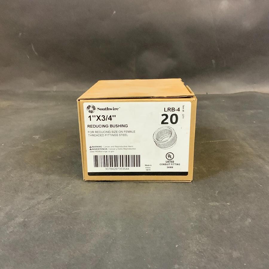 Used SOUTHWIRE LRB-4 1”X3/4” REDUCING BUSHING - BOX OF 20 ($20 OBO)
