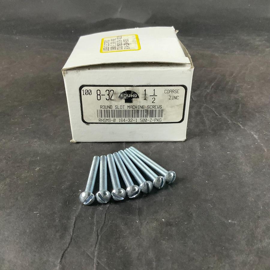 Used UNISTRUT #8-32 1.5" ROUND HEAD SLOT MACHINE SCREWS - BOX OF 100 ($10 OBO)