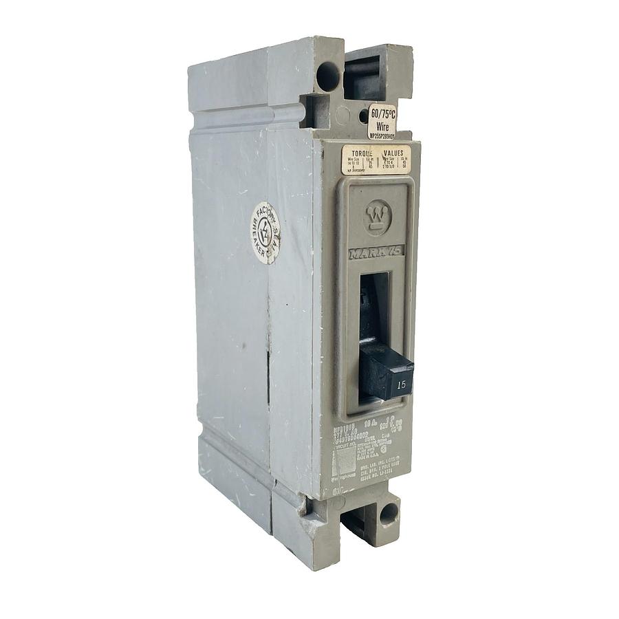 Used WESTINGHOUSE HFB1015 CIRCUIT BREAKER 15 AMP 1 POLE 600 VAC REFURBISHED