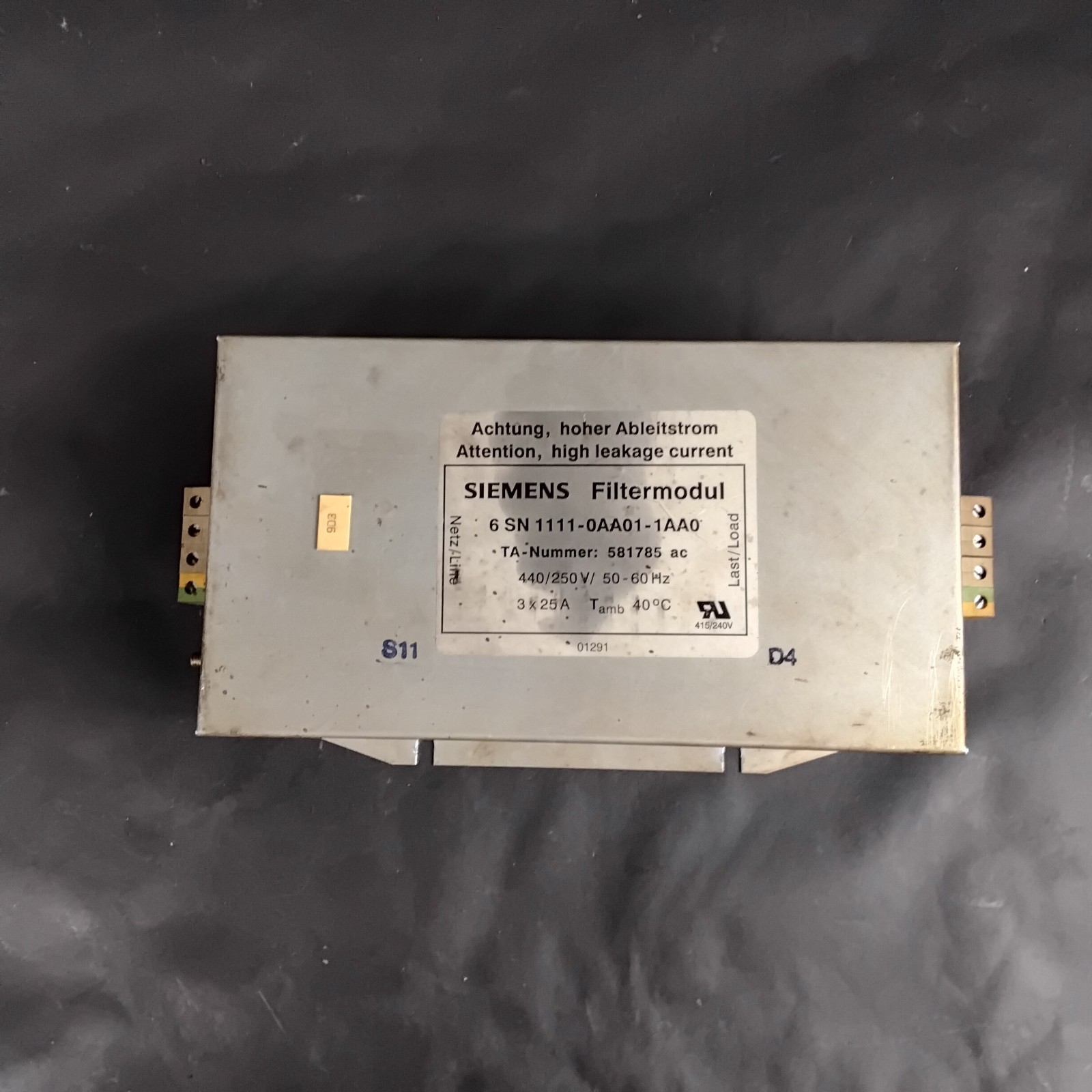 Used SIEMENS 6SN1111-0AA01-1AA0 FILTER MODULE ($300 OBO)