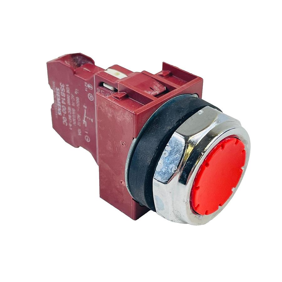 Used SIEMENS P30PBFR 3SB1400-0C 22MM PUSHBUTTON SWITCH RED FLUSH 1NC 10A 660V CHROME