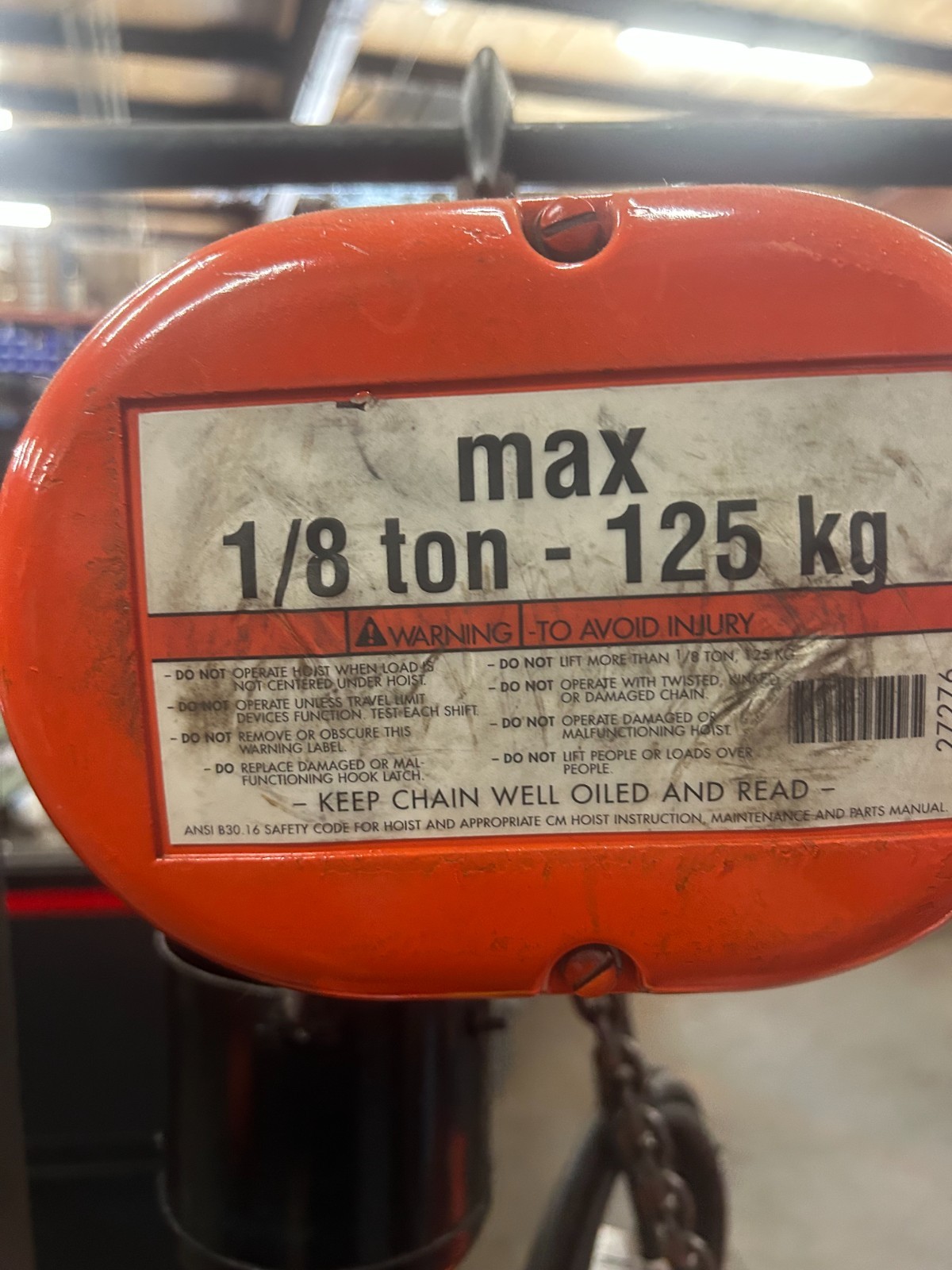 Used CM LODESTAR 1/8 TON CHAIN HOIST ($850 OBO)