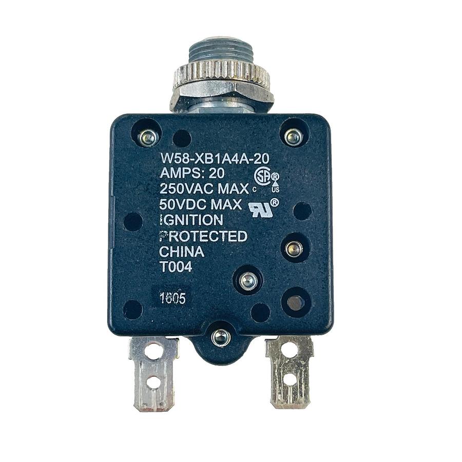 Used TE CONNECTIVITY W58-XB1A4A-20 THERMAL CIRCUIT BREAKER 20A 50V 250VAC