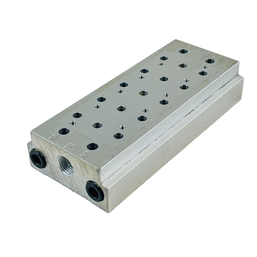 Used FESTO PAL-1/8-6 6 STATION ALUMINUM PNEUMATIC VALVE BAR MANIFOLD 1/8 PORTS