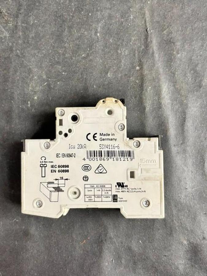 Used SIEMENS 5SY4116-6 CIRCUIT BREAKER