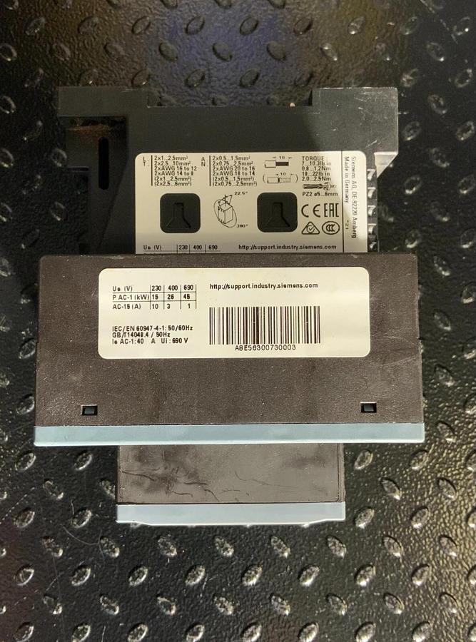 Used SIEMENS 3RT2026-1BB40 3POLE CONTACTOR W/ EXTRA CHANNEL ($15.99 OBO)