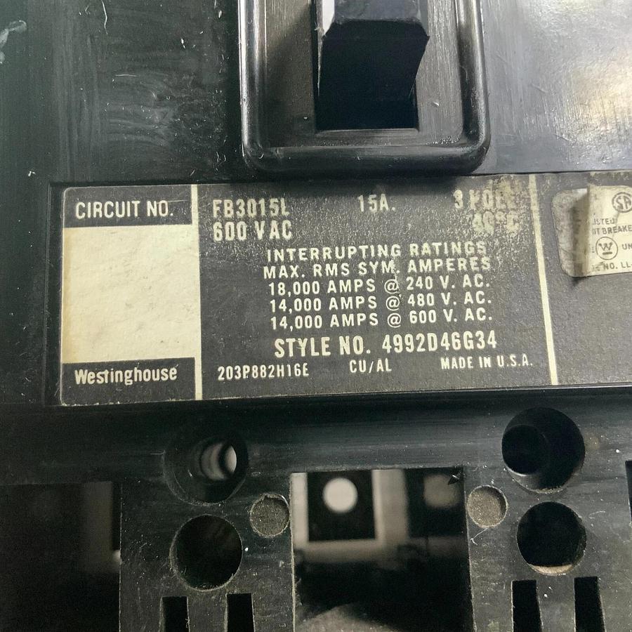 Used WESTINGHOUSE FB3015L CIRCUIT BREAKER ($25 OBO)