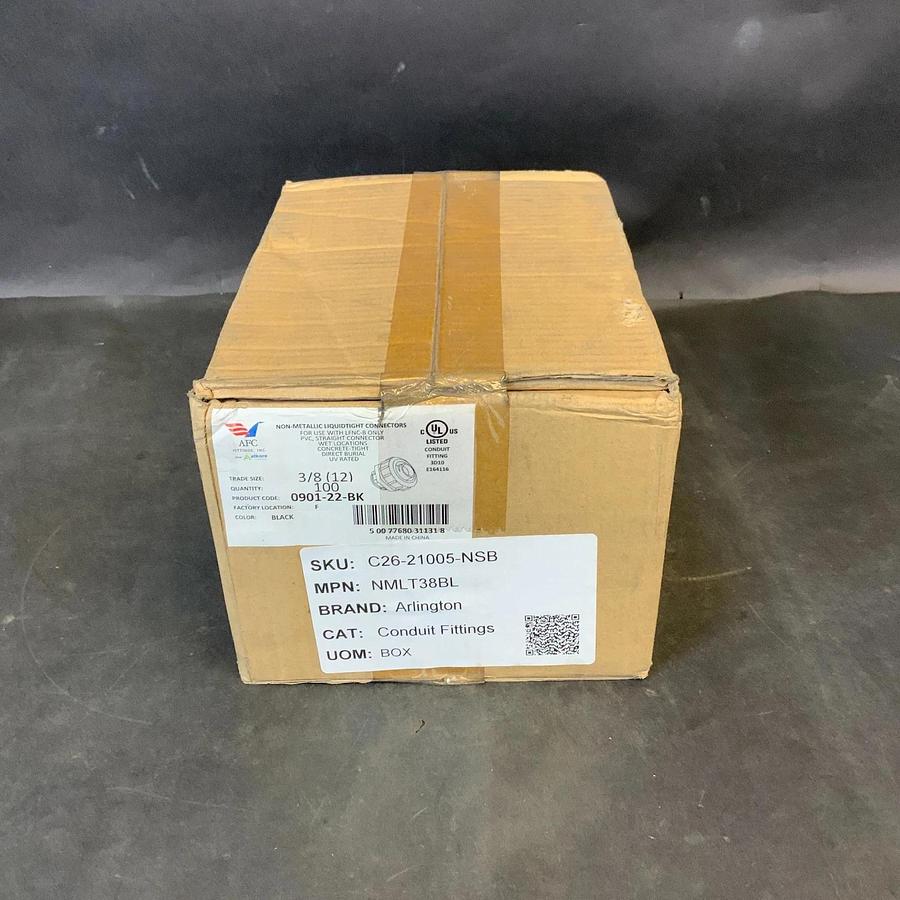 ARLINGTON NMLT38BL NON-METALLIC LIQUIDTIGHT CONNECTOR - BOX OF 25 ($20 OBO)