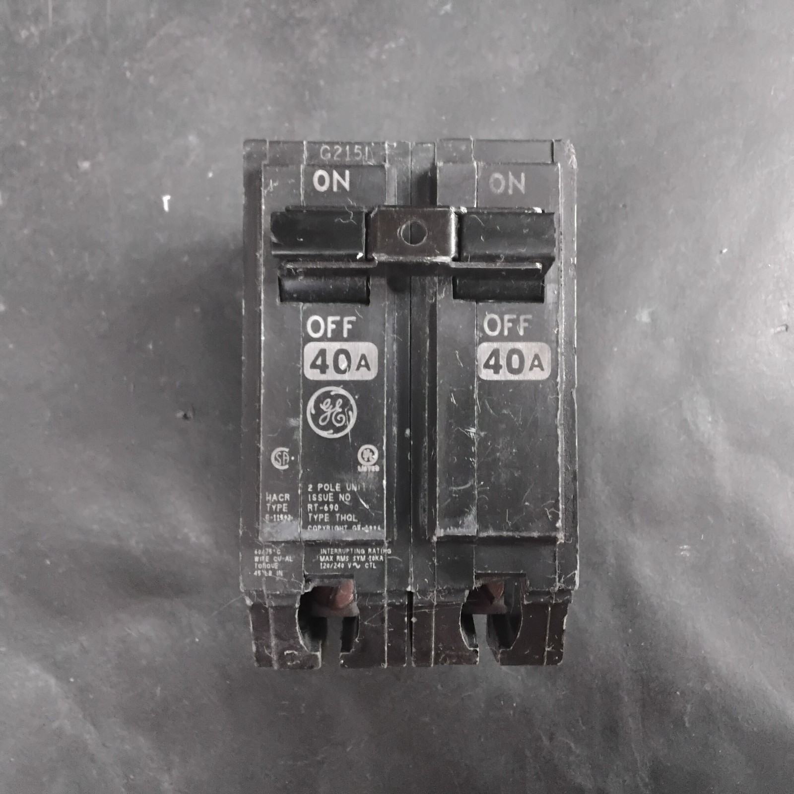 Used GENERAL ELECTRIC THQL2140 CIRCUIT BREAKER ($25 OBO)